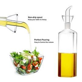 HAIZEEN 16 ounce/480ml Glass All-Purpose Cruet, Glass Oil Decanter and Cruet for Kitchen and BBQ (Square-16 oz)