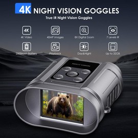 SZJH Night Vision Goggles & Night Vision Binoculars - 2600mAh Rechargeable Infrared Digital nvg Goggles | 2.4" HD Screen | 7X IR & 8X Zoom | Flashlight | 40M Photo HD Video | Night Advanture Men - Colour: Black