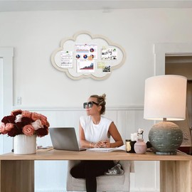 LIYAOLI Felt Bulletin Board 16x24 Inch - Cloud-Shaped Polyester Fiber Wall Decor with Decorative Push Pins | Cork & Fabric Vision Board for Photos,Office & Home Cute Desk Accessories