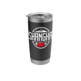 Shanghai China City Skyline Flag Graphic Design Stainless Steel Insulated Tumbler
