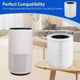 iAmoy Core 400S Replacement Filter Compatible with LEVOIT Core 400S Smart Air Purifier, Core 400S-RF, H13 True HEPA & Activated Carbon Filter, White