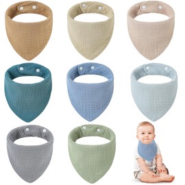 ZQSQD Baberos para Bebé 8 Piezas, Baberos para Bebe Niño, Babero de Muselina para Babas de Bebé, Algodón Puro, Cómodo y Absorbente, Adecuado para la Dentición y el Babeo del Recién Nacido