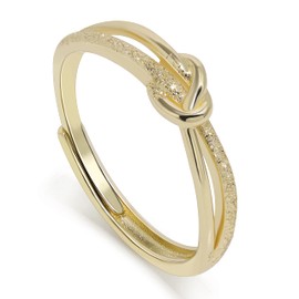 Meissa Knot Rings for Women 925 Sterling Silver Adjustable Rings Gold Plated Statement Ring Mother Daughter Knot Ring Friendship Rings, Gold