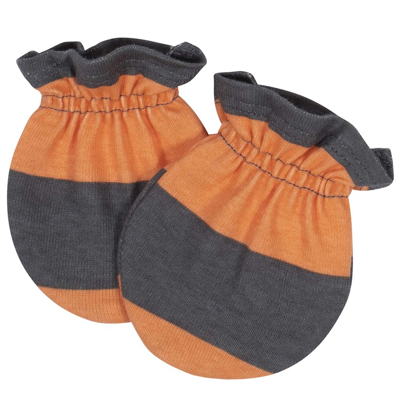 Grow by Gerber - Manoplas para bebés (4 unidades), Gris/Marfil/Naranja,
