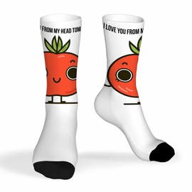 Pehede Unisex Socks Adorable Tomatoes Funny Socks Funny Quote I Love You From My Head Cartoon Humor Postcard Gifts for Women Mens Novelty Crew Socks