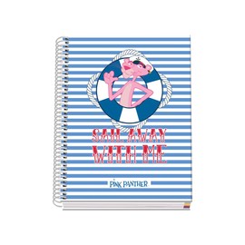 DOHE - A5 Squared Notebook - Spiral Binding, 100 Sheets of 90 g/m², 5 mm Square, Hardcover, Pink Panther Sailing, FSC Mix AEN-COC-000243, School Supplies