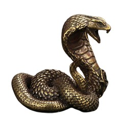 Snake Statue Brass Cobra Snake Figure Collectible Sculptures Wealth Figure Feng Shui Good Luck Table Decoration for Home Office Snake Statue Decor