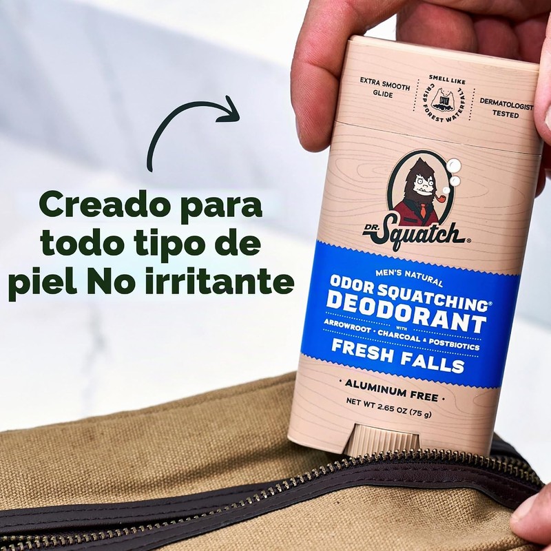 Dr. Squatch Desodorante natural para hombres, sin olor, sin aluminio,