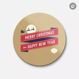 Unbranded Merry Christmas And Happy New Year Santa | 4'' X 4'' Round Decorative Magnet