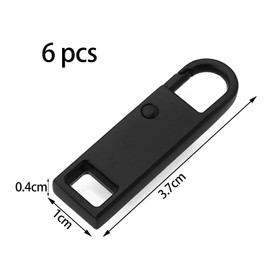Pack of 6 zip replacement, zip slider pull tab, zip repair kit zip, zip repair kit for clothes, jackets, bags, tents, luggage, suitcase, backpack, black