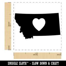 Montana State with Heart Self-Inking Rubber Stamp Ink Stamper - 1 Inch Small - Black Ink