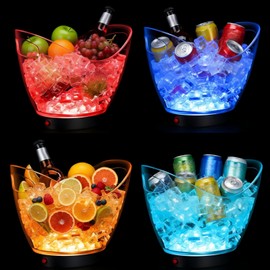Umigy 4 Pcs LED Ice Buckets 2l Clear Plastic Beer Buckets with LED Light RGB Colors Changing Cooler Ice Container with Stand for Party Home Bar Ktv Clubs