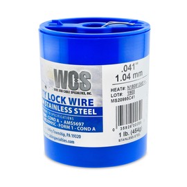 Lock Wire, T302/304 Stainless, NASM20995, MS20995C, ASTM A580 Cond A, AMS5697, .041 in (1.04 mm), 1 lb (0.45 kg) Dispenser Can, approx. 221 ft (67 m)