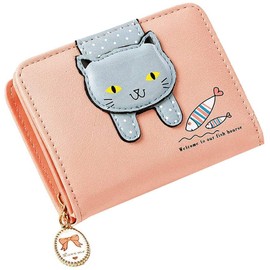 Bymivofun Cute Cat Purse, PU Leather Cat Purses, Small Coin Card, Photo Purse for Gifts, Girls, Women, Friends, Anniversary, pink, Casual