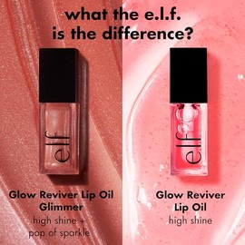 e.l.f. Glow Reviver Lip Oil Glimmer Candy Coded - Milky Pink + Multicolor Pearl