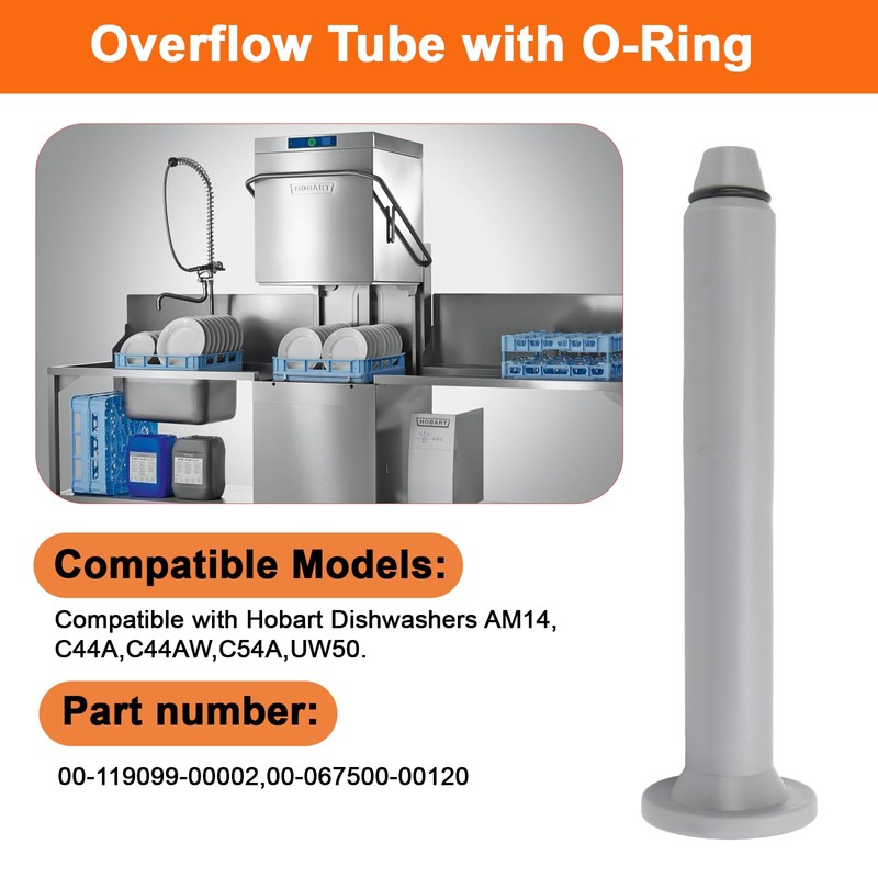 Chaofei 00-119099-00002 Overflow Tube with O-Ring Fit for Hobart Dishwashers