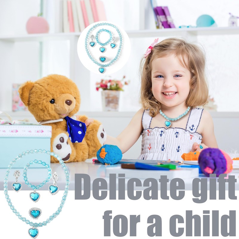 4 Pcs Girls Jewellery Set,Kids Jewellery Sets for Girls,Princess Kids