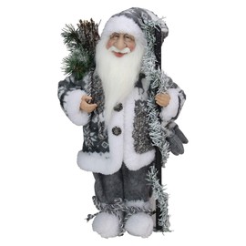 Northlight 16" Gray and White Country Santa Claus Christmas Figure