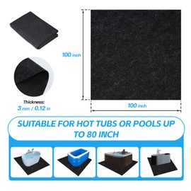 Grefinity 100" x 100" Hot Tub Mat, Outdoor Indoor Inflatable Hot Tub Pad - Extra Large Flooring Protector Mat, Waterproof & Leakproof & Washable Spa Pool Mat for Above Ground Pools