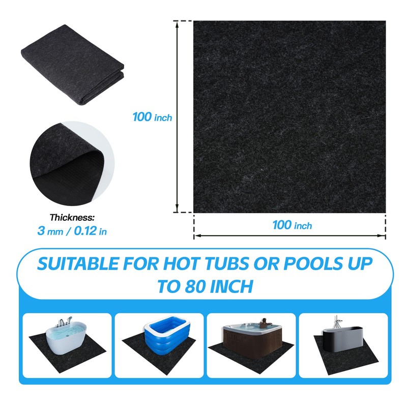 Grefinity 100" x 100" Hot Tub Mat, Outdoor Indoor Inflatable