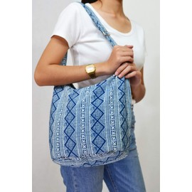 Your Cozy Ihre gemütliche Sling Geldbörse Hippie Taschen für Frauen Umhängetasche Thai Top handgefertigte Umhängetasche mit verstellbarem Riemen Cotton-BlueSky