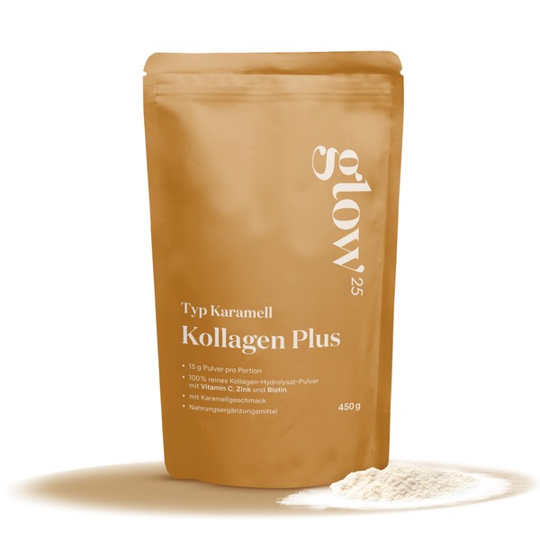 Glow25 Glow25? Collagen Plus Pulver Karamell [450g] - Kollagen Hydrolysat