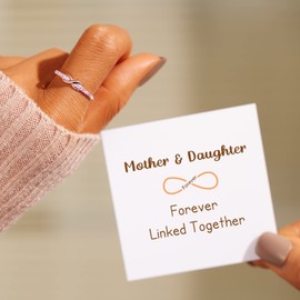 STORYJEWELLERY Mothers Day Gifts from Daughter, Mother Daughter Ring, Ring for Mom from Daughter, Mother Daughter Ring, Daughter Gift from Mom, Silver Infinity Knot Ring for Women (9), 9, Gemstone,