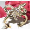 YourJewelleryBox TK1108PB Stainless Steel 18KT Gold Bow Ring Simulated Diamonds