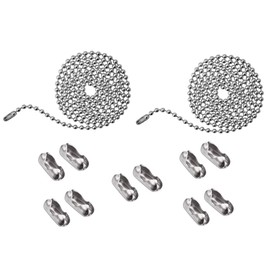 Pull Chain, 2 Pieces 59" Stainless Steel Bead Chain, Great Pulling Force & Rustproof, 6 Size, 3.2mm ball chain with 10 free Matching Connectors - Silver (59 inch)