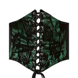 Lavish Green w/Black Lace Overlay Corset Belt Cincher (XLarge)
