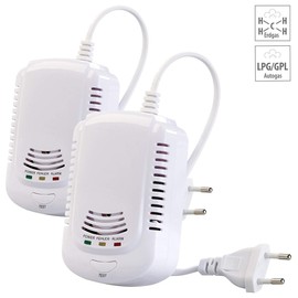 VisorTech Gas Alarm: Set of 2 Multi-Gas Detectors for Household Gases, with 3 LEDs, 85 dB (Gas Detectors, Gas Alarm System, Camping Heater)