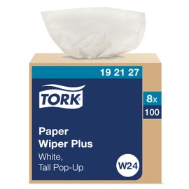 Tork Paper Wiper Plus White W24, Pop-Up Box, 8 x 100 Sheets, 192127