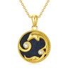 AHTAMOS Dolphin Necklace 14K Gold Plated Dolphin Blue Sandstone Necklace