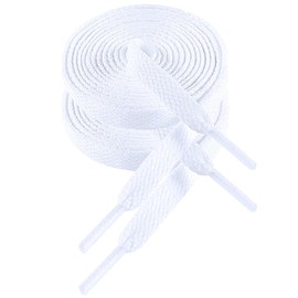 VSUDO VSUDO 150cm Flat Snow White Laces for Trainers and Canvas Sneakers (2 Pairs-Snow White-150CM)