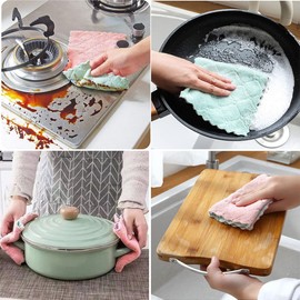 10 Pack Kitchen Cloth, Microfiber Dish Towels Washcloths, Super Absorbent Coral Velvet Dishtowels, Premium Cleaning Cloths,Non-Stick Oil Quick Dry DishTowels, Soft Tea Towels, Table Cleaning Cloths.