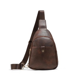 Nollia Chic Synthetic Leather Sling Bag for Women - Small Crossbody Travel Bag, Brown, Casual