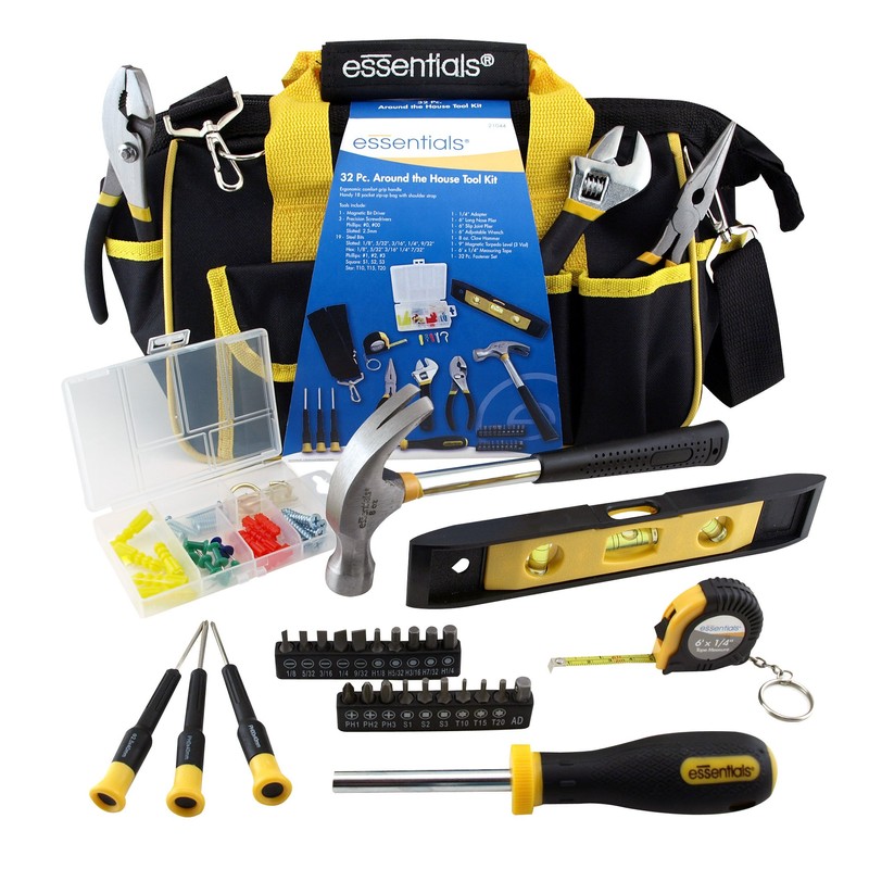 GreatNeck 21044 Essentials Around the House Tool Set in Black