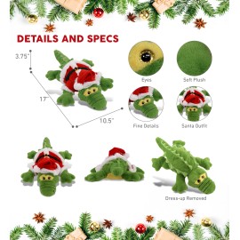 DolliBu Green Alligator Large Stuffed Animal Plush with Santa Outfit - 17 Inch