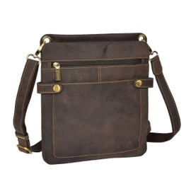 Leather Slimline Pocket Cross Body Sling Bag Oil Brown Vintage Travel Hatchet Now, Medium Case HLG841