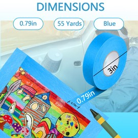 NETEHA 3 Rolls Painters Tape Masking Tape 0.78 Inch x 55 Yard, Heat Resistant No Residue Automotive Adhesive Tape for Automotive Paint and DIY Paint Projects (Blue)
