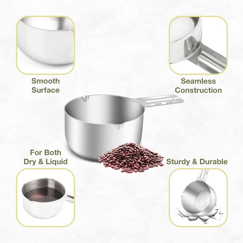 BERYLER 1PCS 2Cup (480ml, 16oz) Single Measuring Cup, Etched Inner