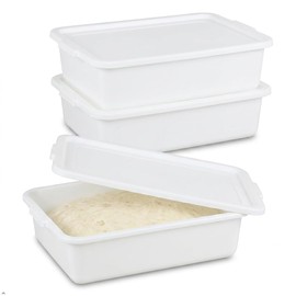 Parlynies 3-Pack 13 L Pizza Dough Proofing Box with Lid, Food Pizza Storage Container, White
