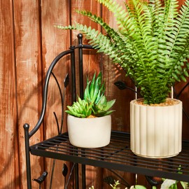 glitzhome 52" H Rectangular 4-Tiered Black Metal Shelf Plant Stand for Indoor Outdoor Garden Farmhouse