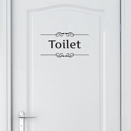 EMVANV Toilet Bathroom English Label Wall Sticker Door Decal Removable Bathroom Decor Toilet Door Sign(Toilet Sticker)