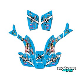 Kalair GFX Graphics Kit for Honda TRX 300EX MAIER PLASTICS (1993-2006) Predator Series Cyan 16 Mil - ATV UTV Custom Racing Graphics Stickers Decals Kit, no-plastics