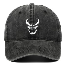 Chucatoso Gorra Venom Antihéroe Villano Marvl Cómics (Negro) Ajustable Talla Única Transpirable de Béisbol Ajustable Bordada Gorra de Poliéster Mezclado