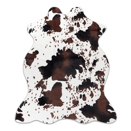 Sgizoku Sgizoku Cow Print Rug - 3.6x2.5 Feet Cow Hide Rug Faux Cowhide Rug Cute Area Rug Fun Western Room Decor Cow Rugs for Living Room Bedroom Non-Slip Brown(43 inches x 29 inches)