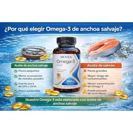 Biovea | Omega 3 de Anchoa Salvaje 1000 Mg | Alta Pureza y Absorci?n | Apoya Coraz?n, Cerebro y Salud General | 90 C?psulas Blandas | 90 cápsulas blan