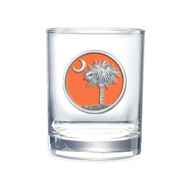 Heritage Pewter Palmetto Double Old Fashion | Double Rocks Glass 14 OZ for Liquor | Expertly Crafted Pewter Glass