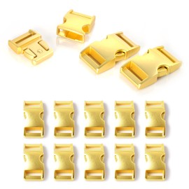 'Set of 10 5/8 Buckle/Clip Closure (Click) Alloy Metal for Paracord Bracelets Cords, etc., 40 mm x 20 mm, Colour: Gold – Brand Ganzoo